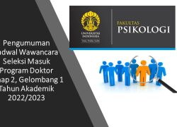 Pengumuman Seleksi Masuk Tahap II Program Studi Doktor Psikologi Gelombang 1 Tahun Akademik 2022/2023